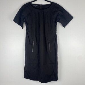 Lafayette 148 Women's Knee Length Shift Dress Size 4 Black Exposed Zipper